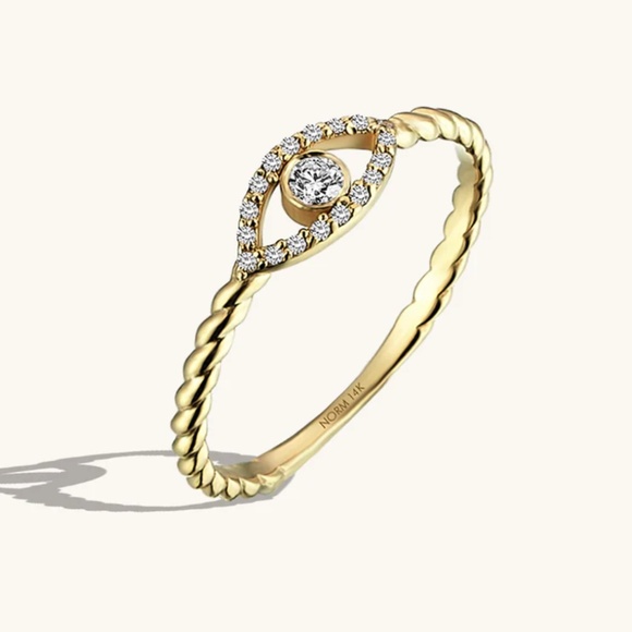 MINIMALIST EVIL EYE RING IN GOLD - Picture 1 of 4